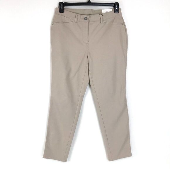 NEW Chico's So Slimming Getaway Ankle Pant Women's Size 8 Khaki Mid Rise Stretch - Picture 1 of 13